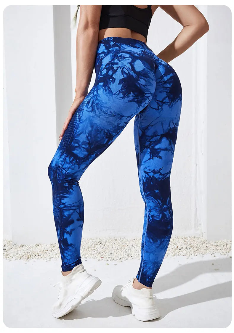 Tie Dye Yoga Pants Sport Leggings Women Seamless High Waist Push Up Woman Tights Fitness Workout Leggins Gym Clothing 2023 New