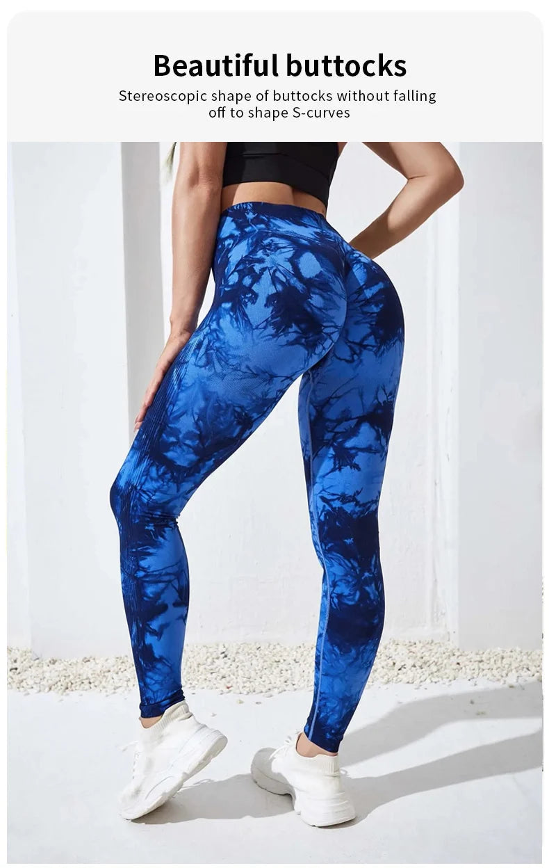 Tie Dye Yoga Pants Sport Leggings Women Seamless High Waist Push Up Woman Tights Fitness Workout Leggins Gym Clothing 2023 New