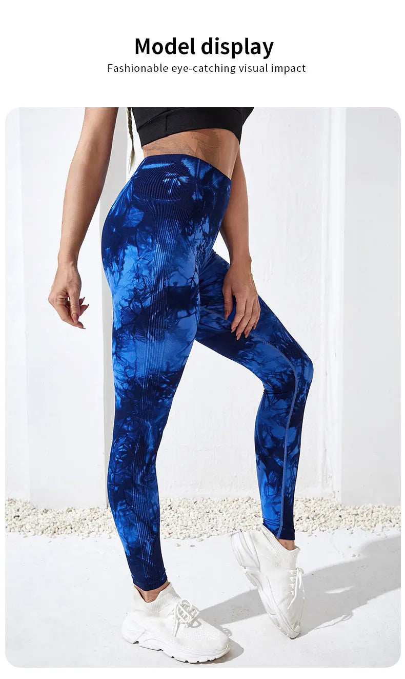 Tie Dye Yoga Pants Sport Leggings Women Seamless High Waist Push Up Woman Tights Fitness Workout Leggins Gym Clothing 2023 New